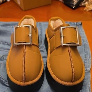 Stylish Tan Buckle Mules for Women
